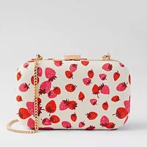 NWT Ann Taylor Strawberry Linen Clutch